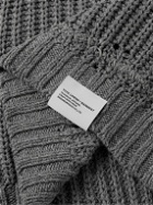 Neighborhood - Savage Logo-Appliquéd Distressed Cotton-Blend Sweater - Gray