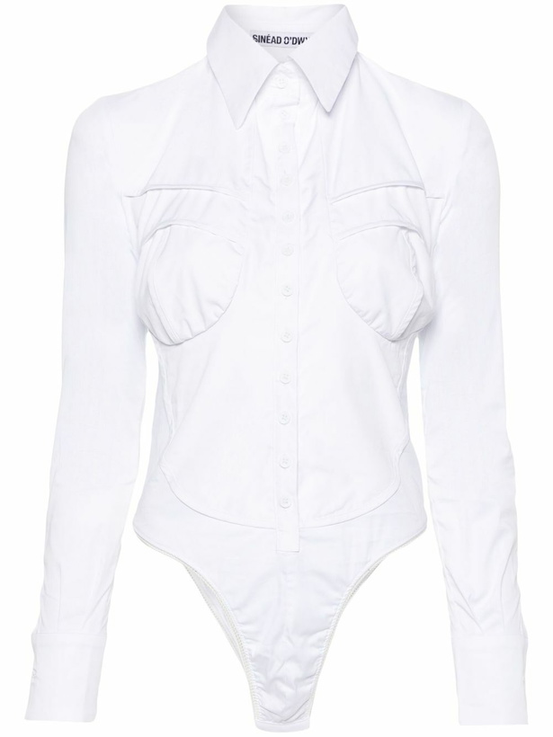 Photo: Sinead O'Dwyer White Point-Collar Shirt Bodysuit