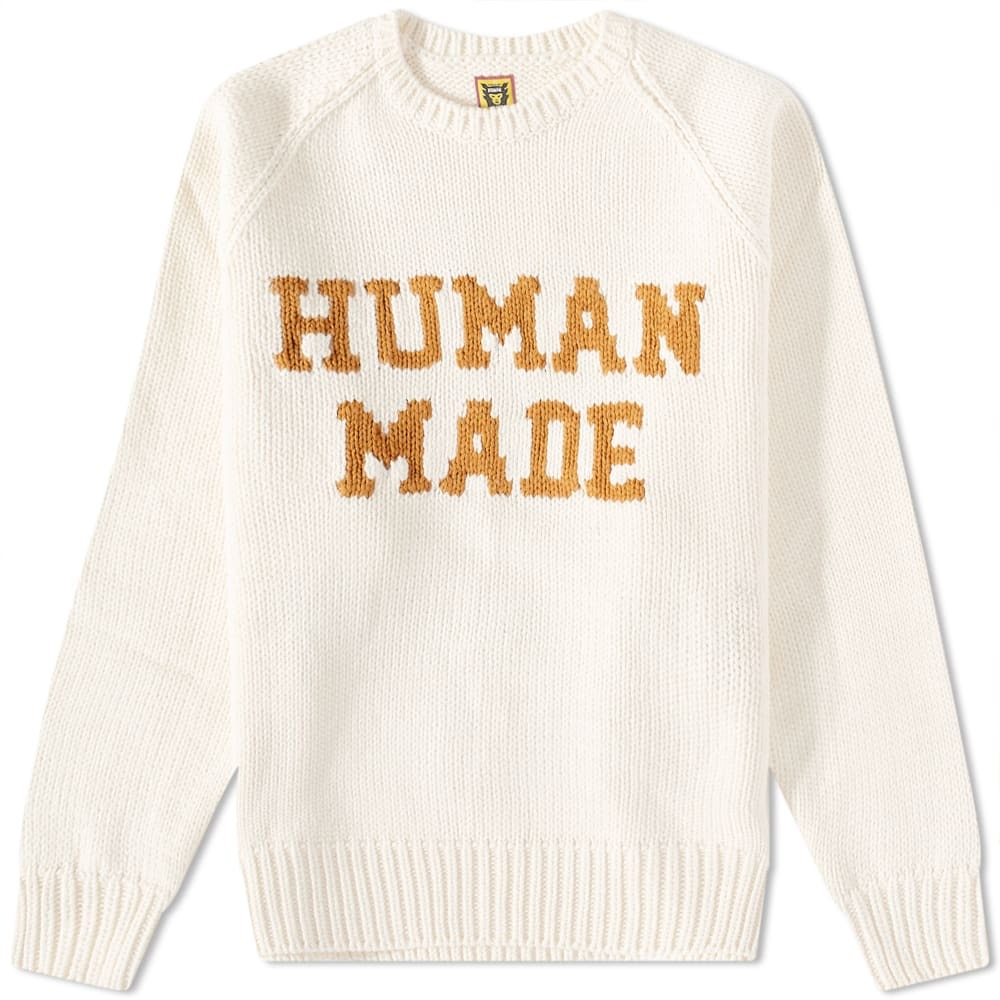 Human Made Stripe Heart Knit Beige, HM24CS033BG1