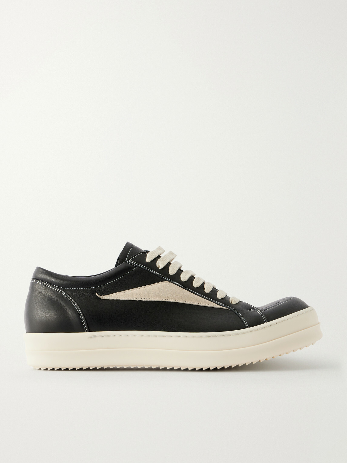 Rick Owens - Vintage Suede-Trimmed Leather and Rubber Sneakers - Black