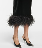 Saint Laurent Feather-trimmed velvet gown