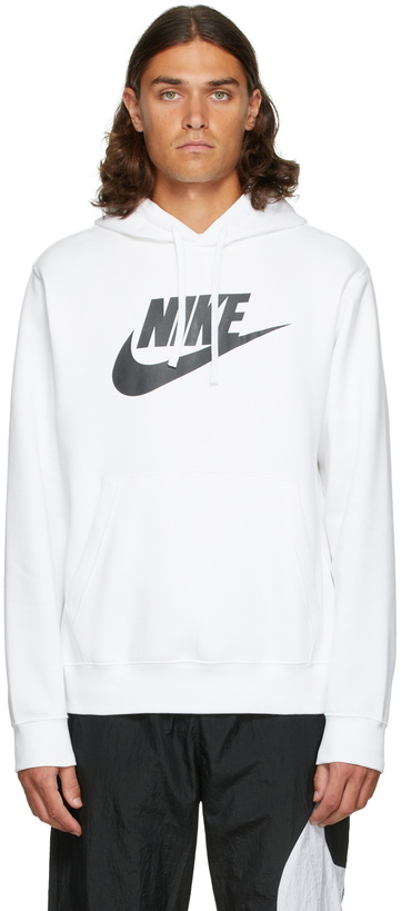Photo: Nike White & Black Fleece Sportswear Club Hoodie