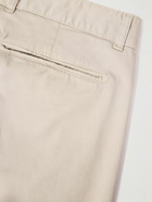 Massimo Alba - Slim-Fit Straight-Leg Pleated Cotton-Blend Trousers - Neutrals