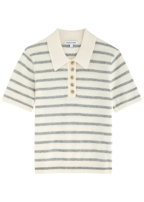 Photo: Veronica Beard Brandt Striped-intarsia Cashmere Polo Jumper Cream