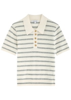 Veronica Beard Brandt Striped-intarsia Cashmere Polo Jumper Cream