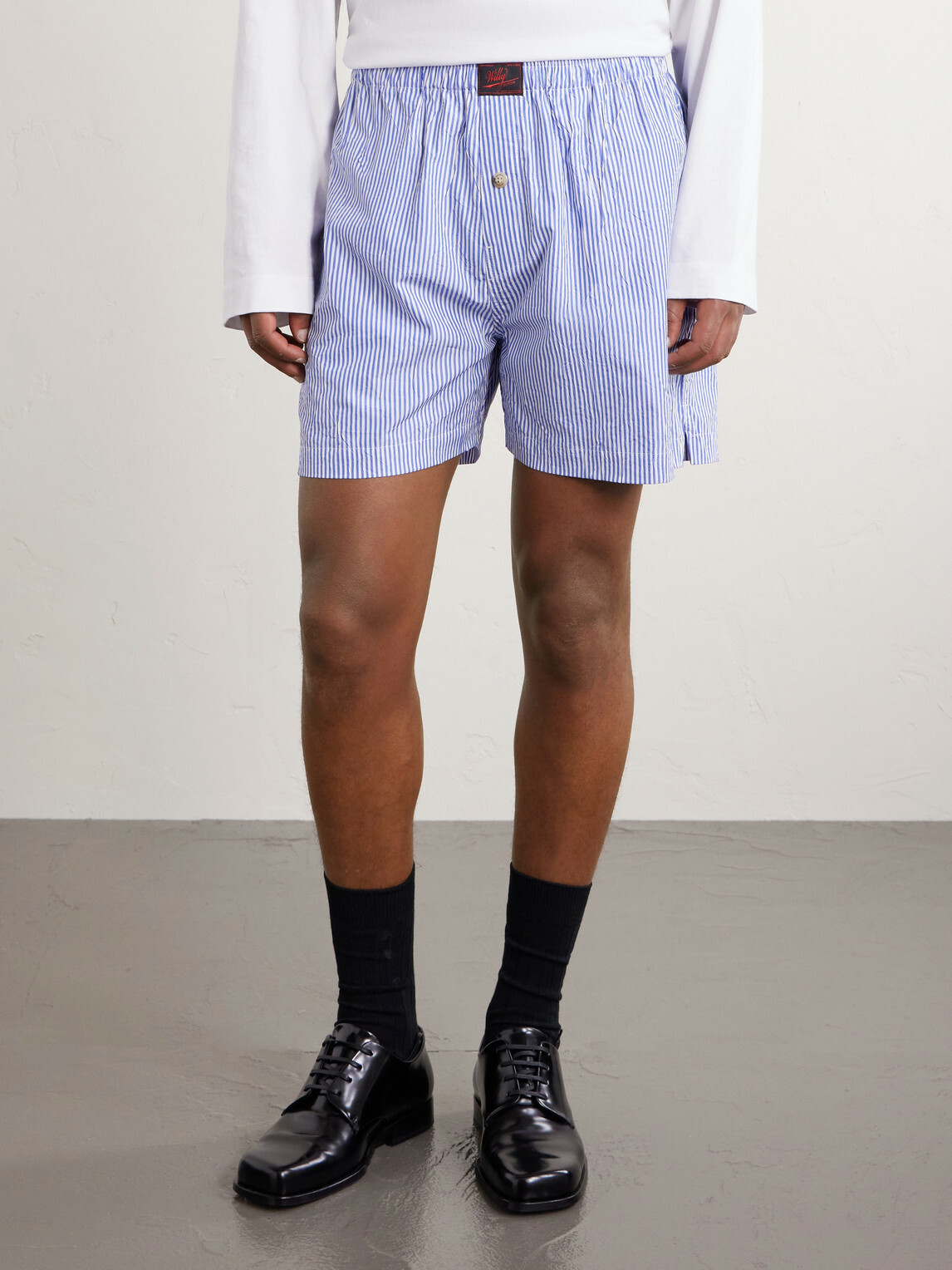 Willy Chavarria - Willy Woven Cotton Straight-Leg Boxer Shorts - Blue