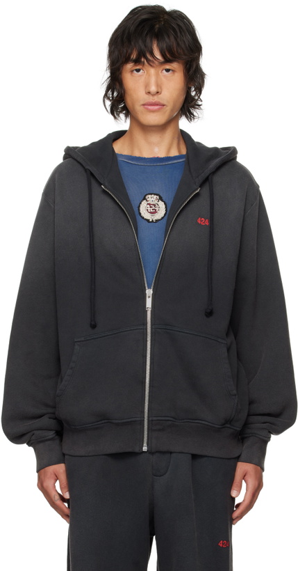 Photo: 424 Black Embroidered-Logo Hoodie