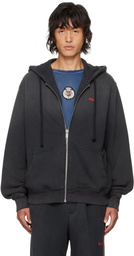 424 Black Embroidered-Logo Hoodie