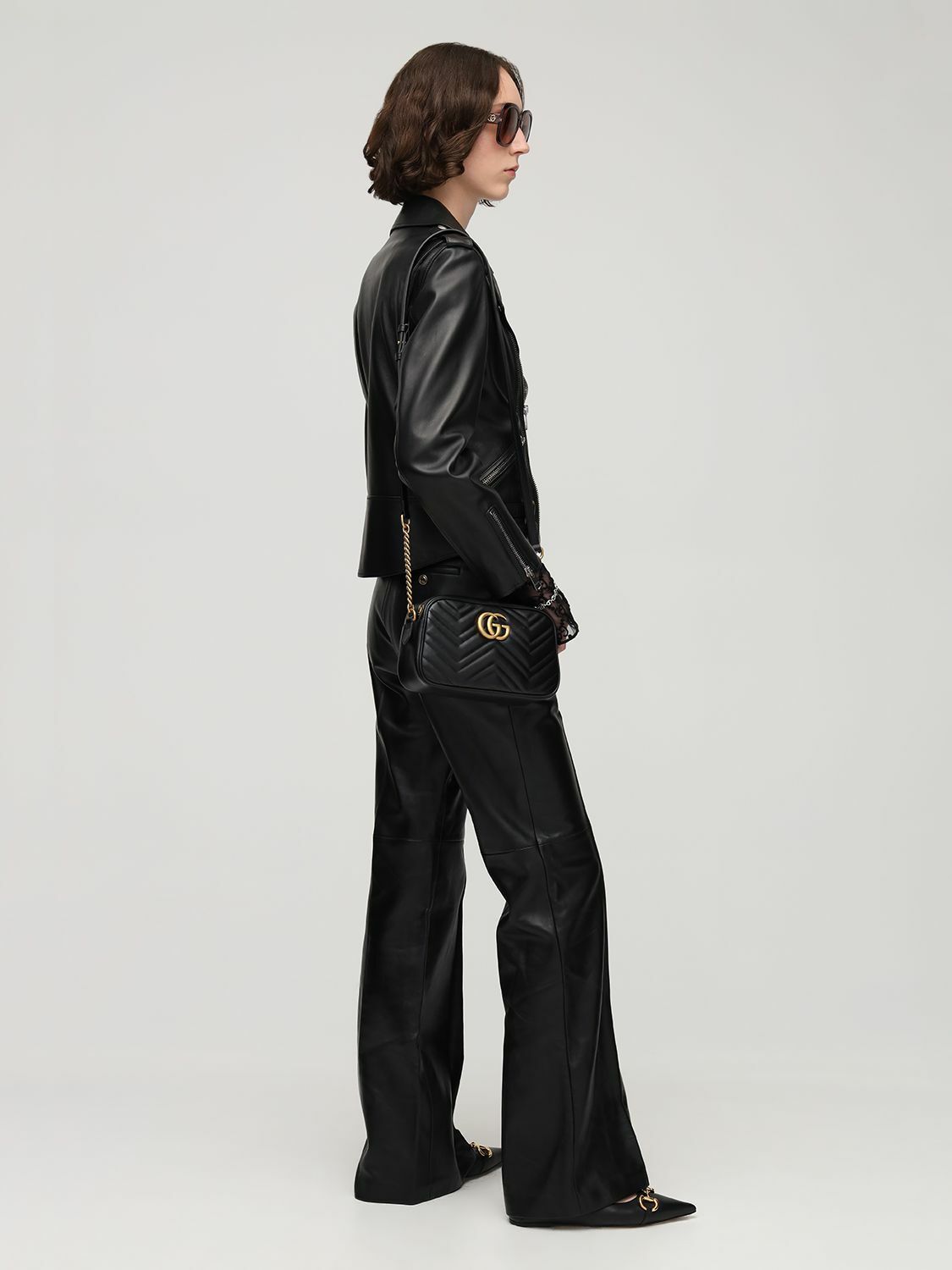 GUCCI - Leather Biker Jacket Gucci