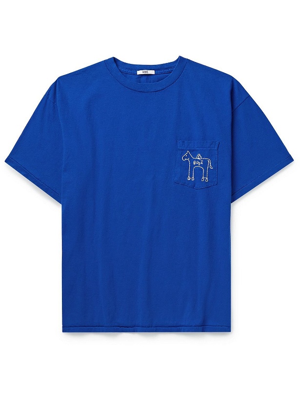 Photo: BODE - Embroidered Cotton-Jersey T-Shirt - Blue