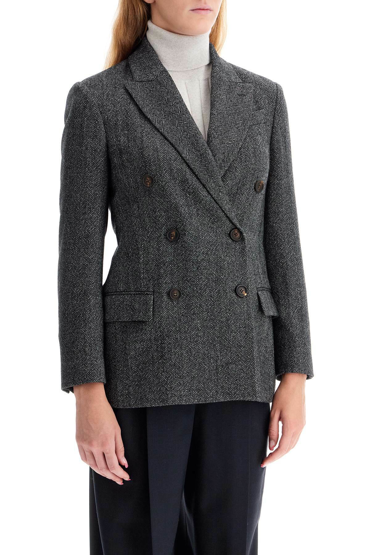 スーツ BRUNELLO CUCINELLI Techno wool carded chevron jacket with mo BRUNELLO CUCINELLI 'chevron wool carded techno jacket' Grey