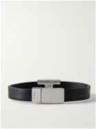 Tod's - Logo-Detailed Silver-Tone and Leather Bracelet - Black