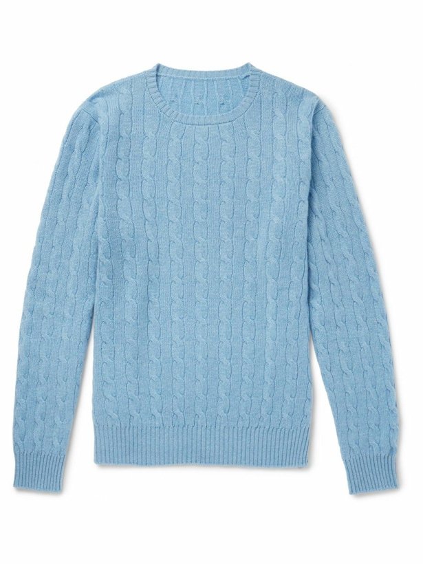 Photo: Anderson & Sheppard - Cable-Knit Cashmere Sweater - Blue