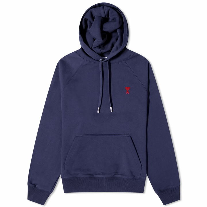 Photo: AMI Paris Men's Small A Heart Hoodie in Night Blue