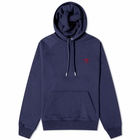 AMI Paris Men's Small A Heart Hoodie in Night Blue