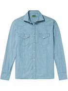 Sid Mashburn - Cotton-Chambray Western Shirt - Blue