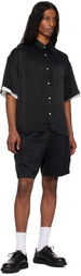 le PÈRE Black Double Pocket Shorts