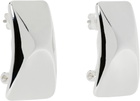 ANINE BING Silver Curved Rectangle Earrings