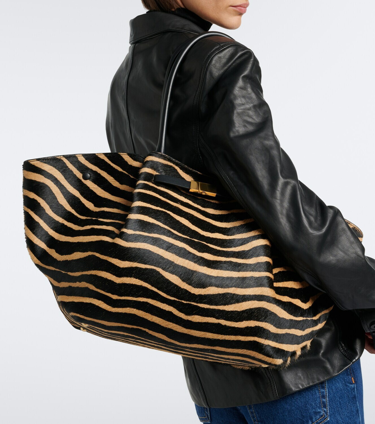 DeMellier New York Medium calf hair tote bag