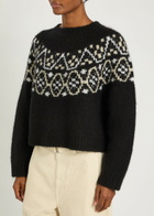Nili Lotan Chrissy Patterned Cashmere and Silk-blend Jumper Black