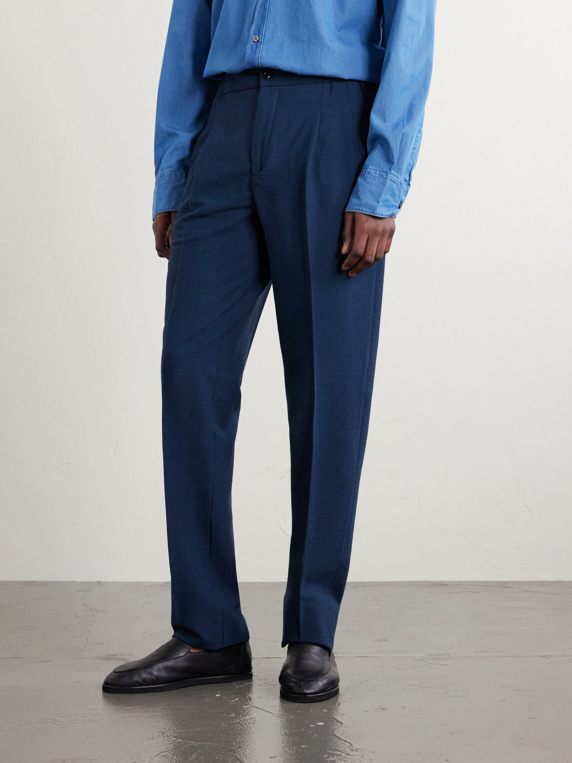 Rubinacci - Straight-Leg Linen Trousers - Blue