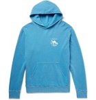 Pasadena Leisure Club - Printed Pigment-Dyed Fleece-Back Cotton-Jersey Hoodie - Blue