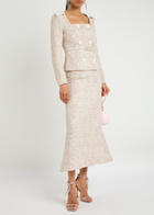Huishan Zhang Goldie Metallic Tweed Jacket Pink