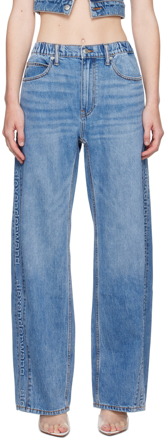 Alexander Wang Blue Logo-Embossed Balloon Jeans Alexander Wang