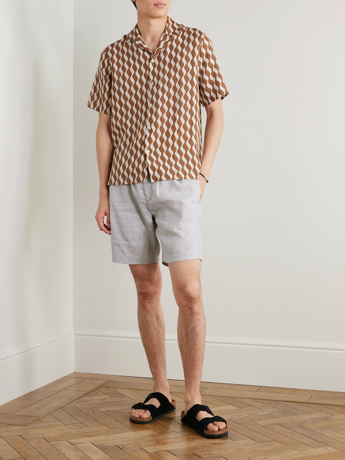 Frescobol Carioca - Felipe Straight-Leg Linen and Cotton-Blend Drawstring Shorts - Gray