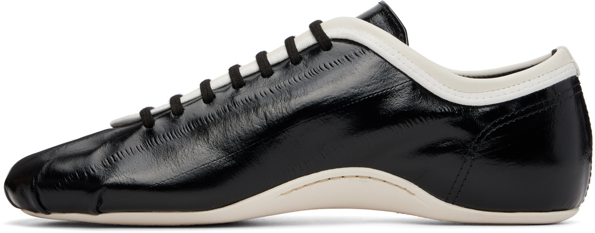 Dries Van Noten Black Leather Ballerina Sneakers