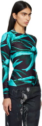Louisa Ballou Black & Blue Printed Long Sleeve T-Shirt