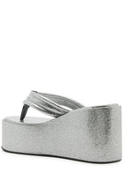 Coperni 90 Glittered Platform Wedge Sandals Silver