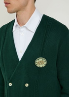 Bode Double-breasted Cotton Cardigan Dark Green