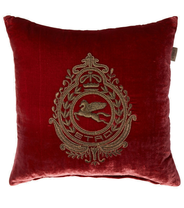 Photo: Etro - Crest embroidered cushion