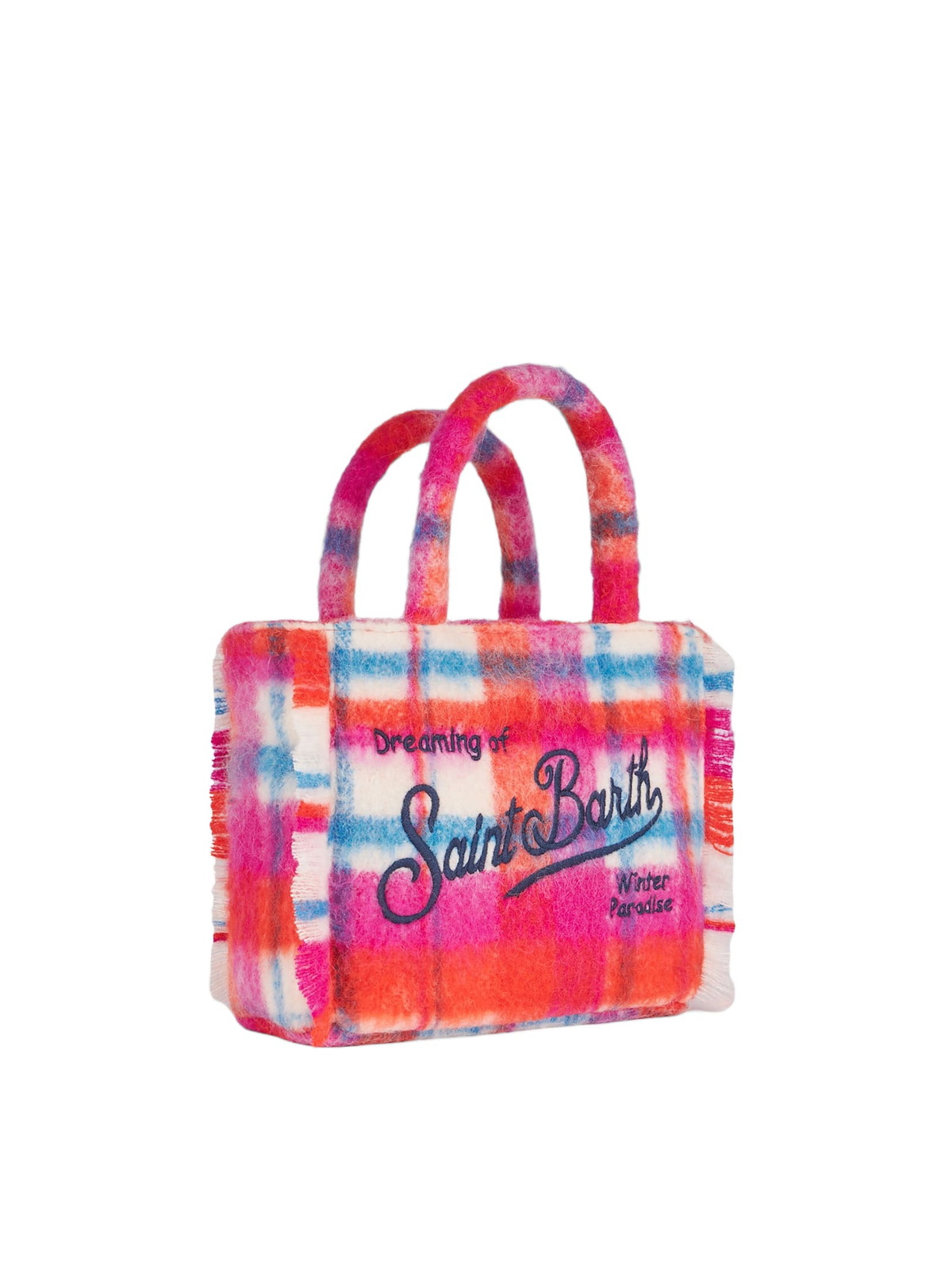 MC2 Saint Barth Wooly Colette Fringed Handbag With Tartan Pattern