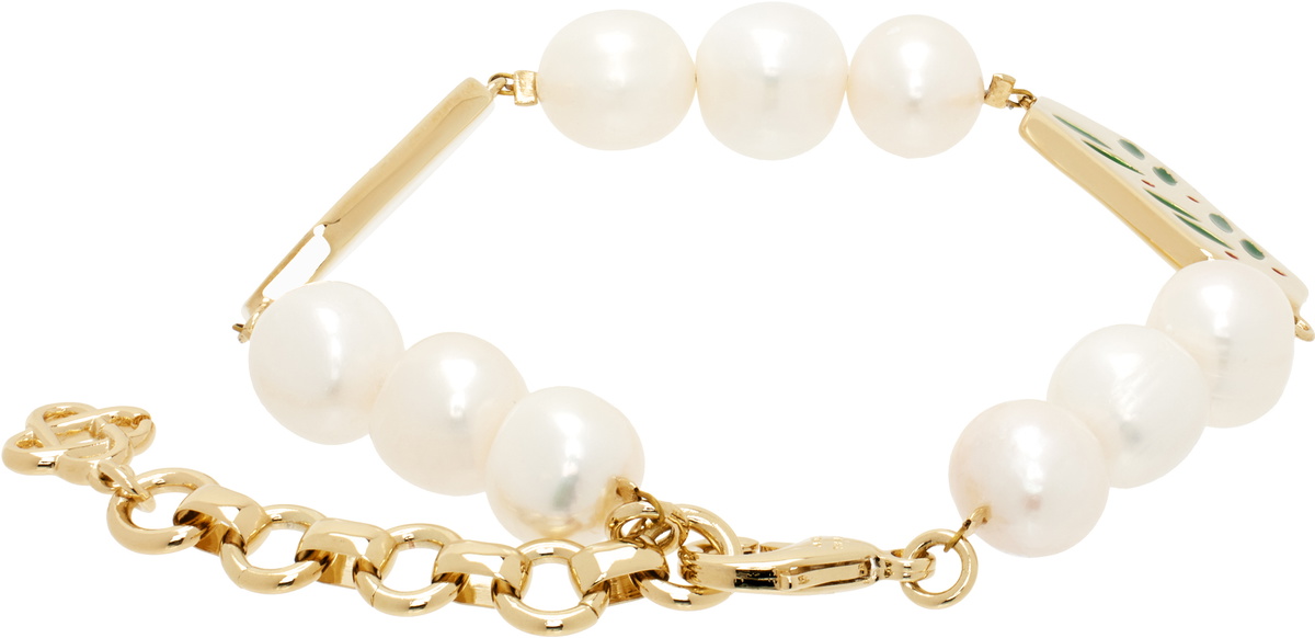 Casablanca Gold & White Laurel Pearl Bracelet
