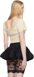 Yuhan Wang SSENSE Exclusive Beige Bow Tied Wool Top