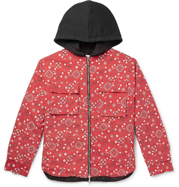 Photo: Rhude - Jersey-Trimmed Bandana-Print Cotton-Twill Hooded Jacket - Red
