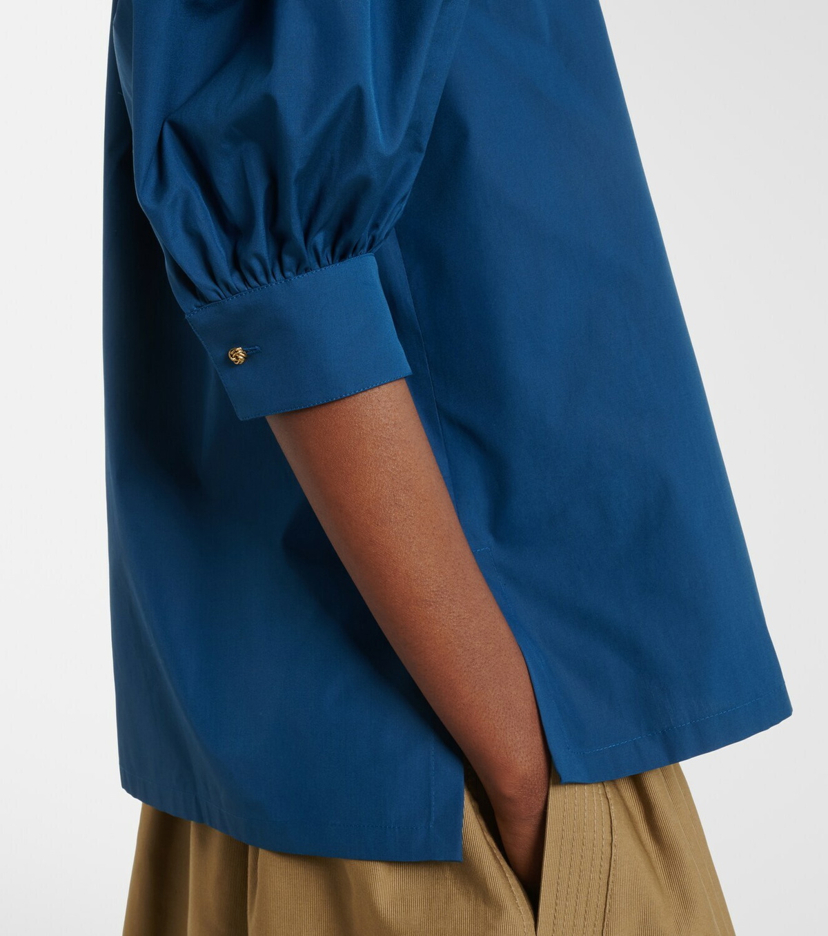 Max Mara Tie-neck cotton poplin blouse