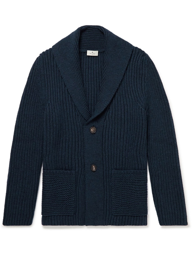 Photo: ETRO - Ribbed Wool Cardigan - Blue