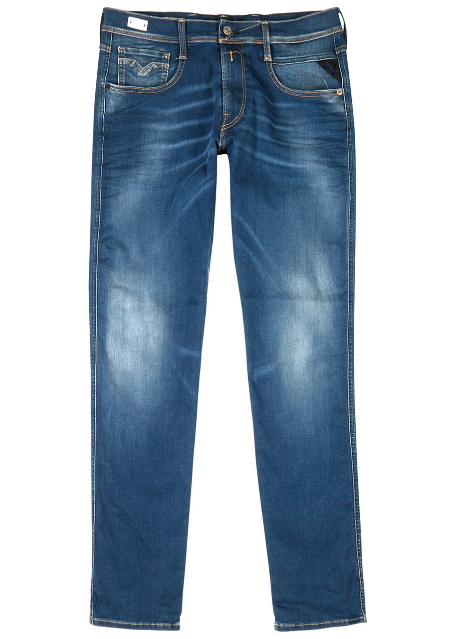 Replay Anbass Hyperflex Re-Used Blue Slim-leg Jeans Mid Blu