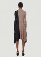 JW Anderson - Contrast-Knit Asymmetric Dress in Brown
