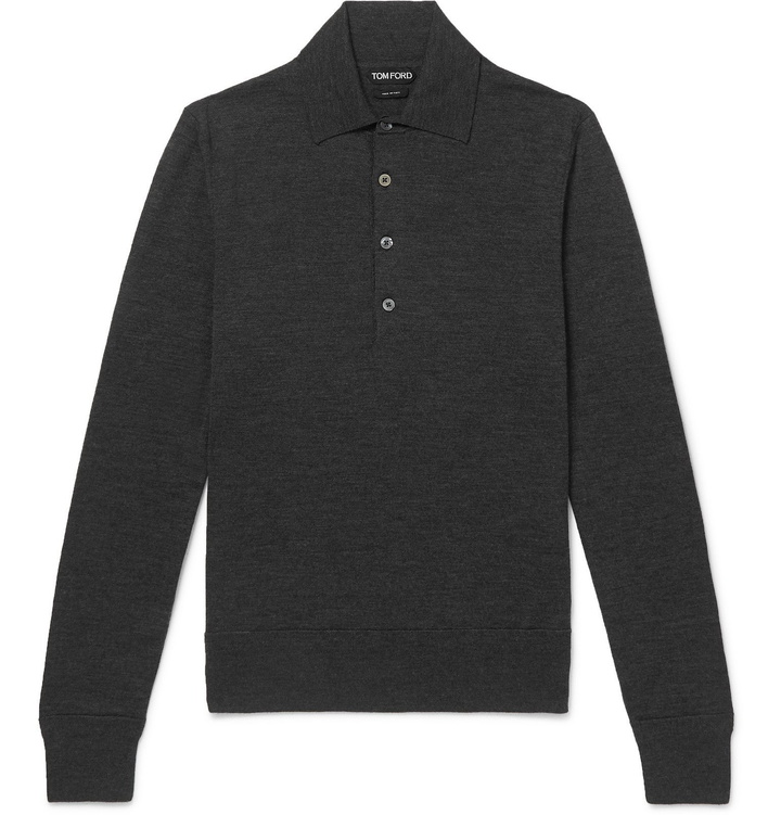 Photo: TOM FORD - Slim-Fit Wool Polo Shirt - Gray