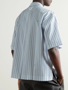 Jacquemus - Logo-Print Striped Cotton-Poplin Shirt - Blue