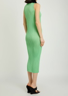 Pleats Please Issey Miyake Pleated Woven Midi Dress Light Green