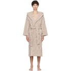 Tekla Off-White & Brown Terry Hooded Bathrobe