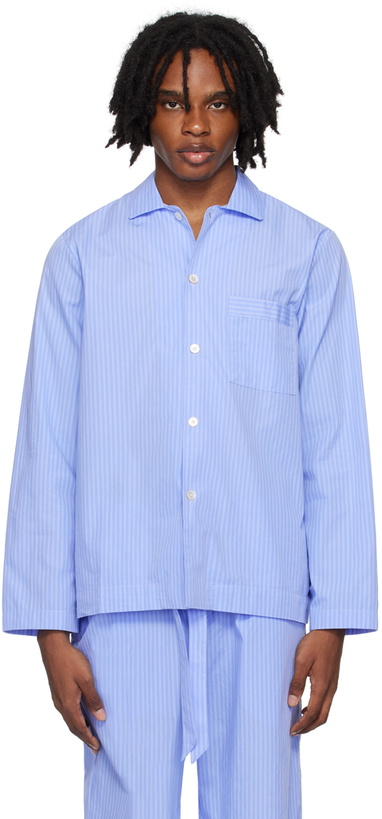 Photo: Tekla Blue Long Sleeve Pyjama Shirt