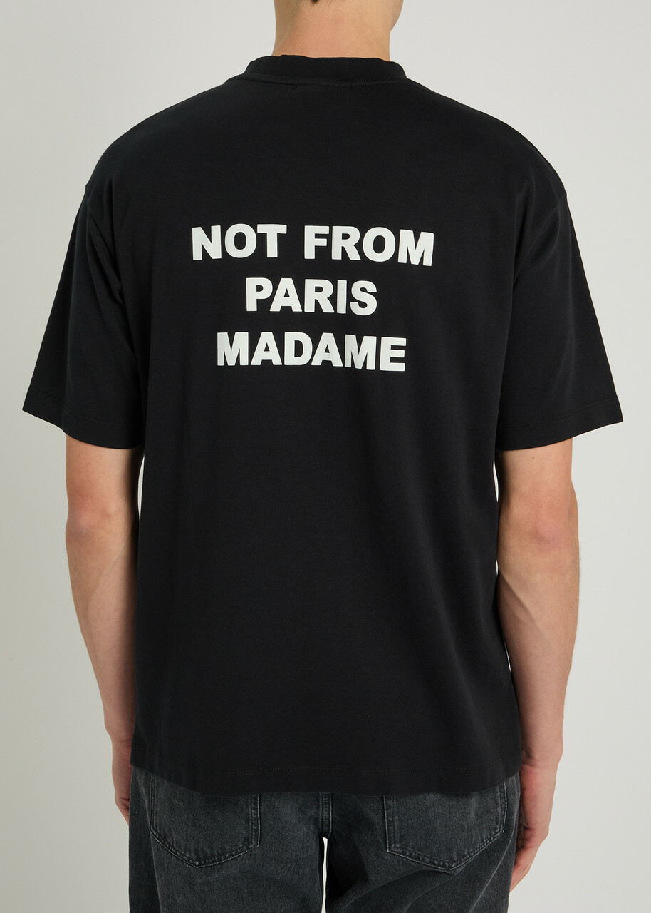 DRÔLE DE Monsieur Le T-shirt Slogan Printed Cotton T-shirt Black