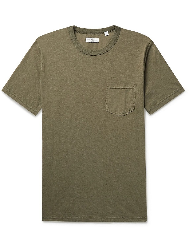 Photo: Richard James - Silk-Trimmed Slub Organic Cotton-Jersey T-Shirt - Green