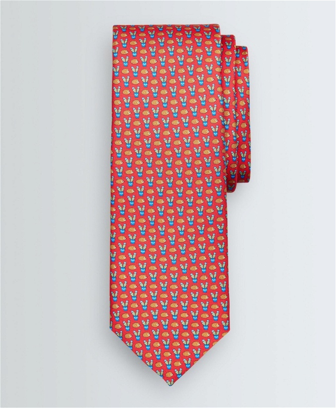 Photo: Brooks Brothers Men's Hedgehog and Cactus Motif Tie | Red